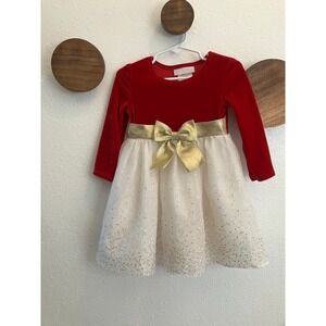 Bonnie Baby Red and Gold Holiday Dress
